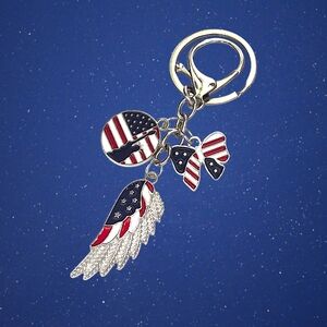 Patriotic Wing Bag Charm / Keychain with Charms